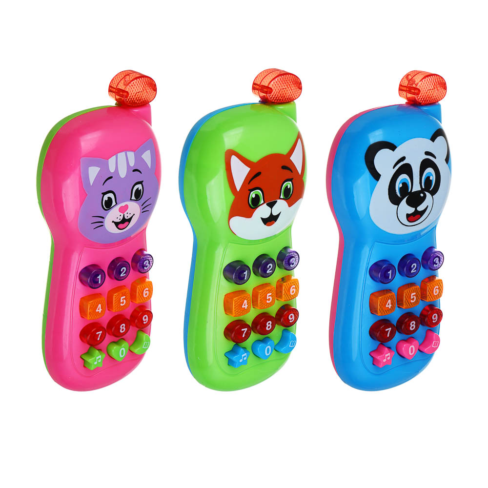 ИГРОЛЕНД Игрушка электронная телефон обучающий, свет, звук, ABS, пит. 2АА, 17,8х7,3х3,5см, 3 диз, арт.№ 272-637
