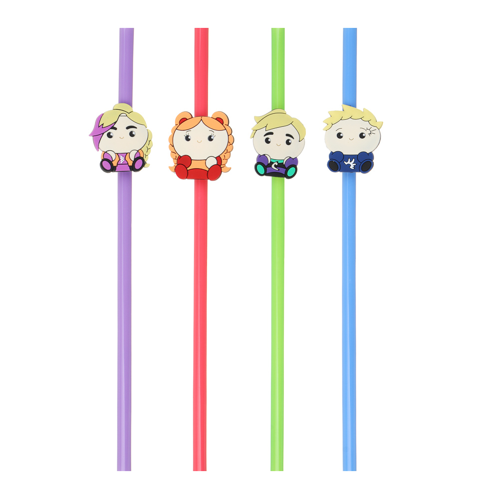 BY Набор трубочек для напитков с  декором, 4 шт, пластик, 23 см, Русские Герои, арт.№ 530-018