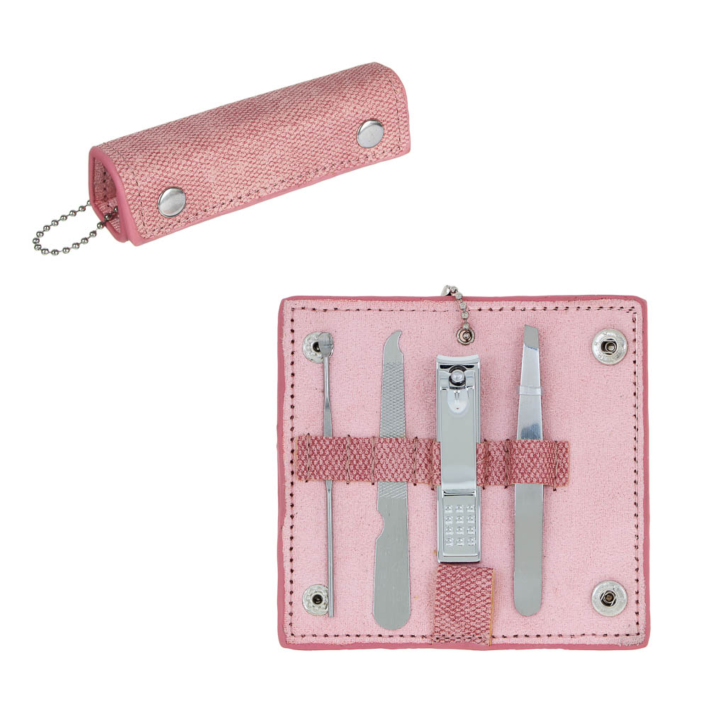 ЮL Набор маникюрный 4 предмета,  металл, ПУ, 9,5х10см, 3 цвета, ПР-21, арт.№ 305-381