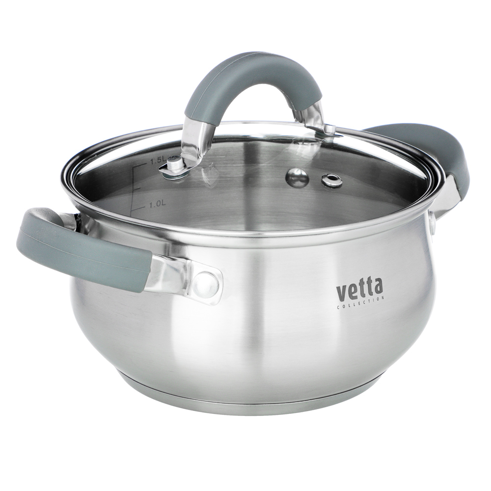VETTA Вена Кастрюля 16х9,5см. 1,9л. со стекл. крышкой, индукция, арт.№ 822-043
