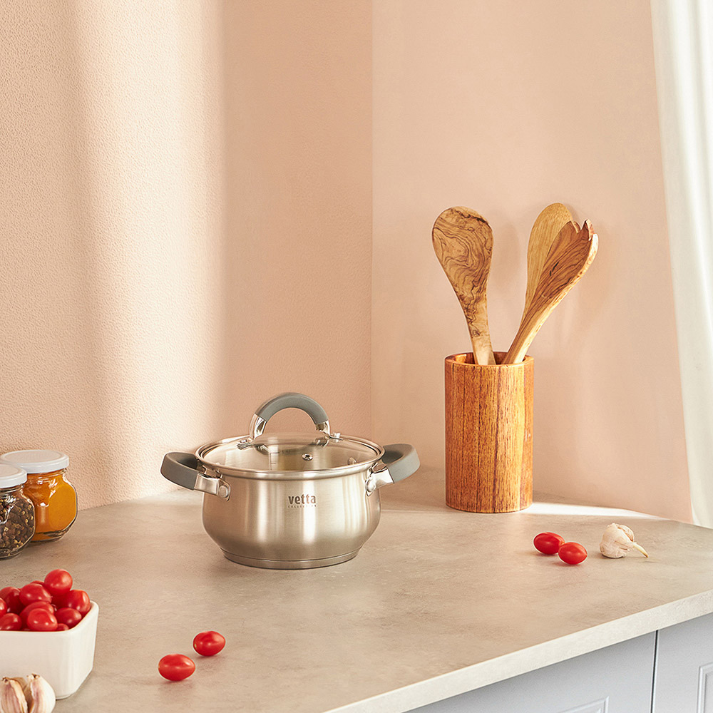 VETTA Вена Кастрюля 16х9,5см. 1,9л. со стекл. крышкой, индукция, арт.№ 822-043