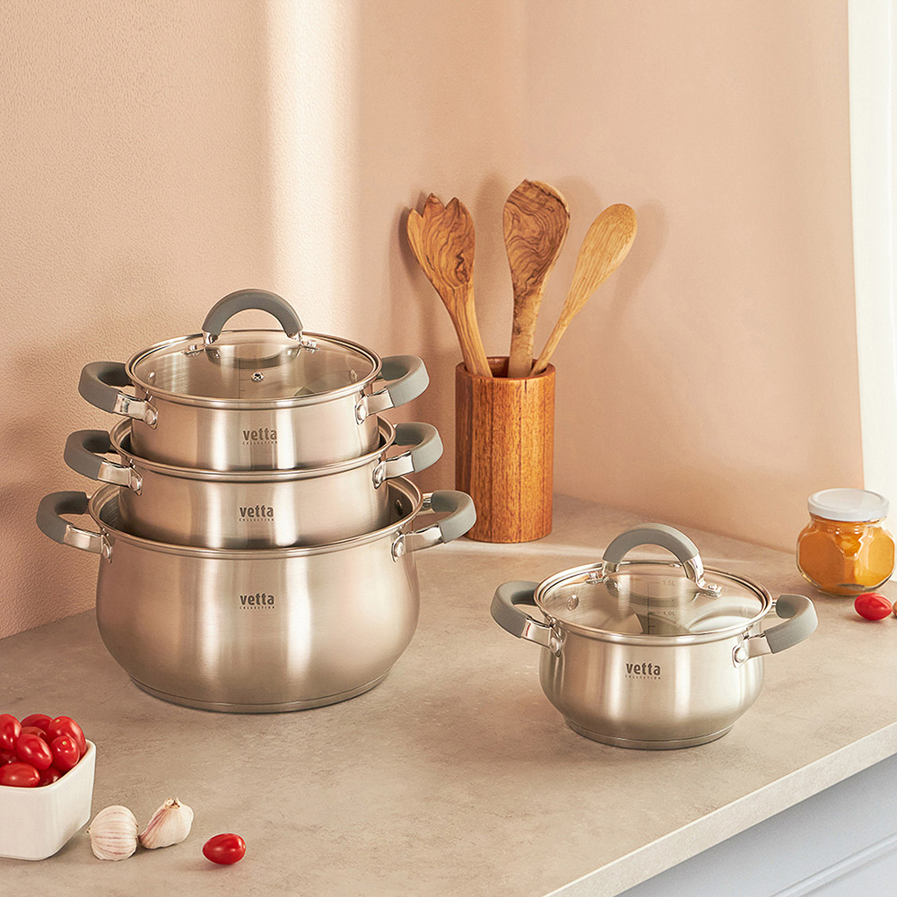 VETTA Вена Кастрюля 16х9,5см. 1,9л. со стекл. крышкой, индукция, арт.№ 822-043