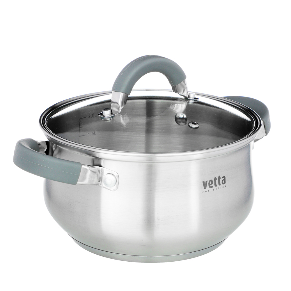 VETTA Вена Кастрюля 18х10,5см. 2,6л. со стекл. крышкой, индукция, арт.№ 822-054