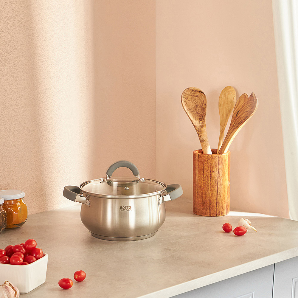 VETTA Вена Кастрюля 18х10,5см. 2,6л. со стекл. крышкой, индукция, арт.№ 822-054