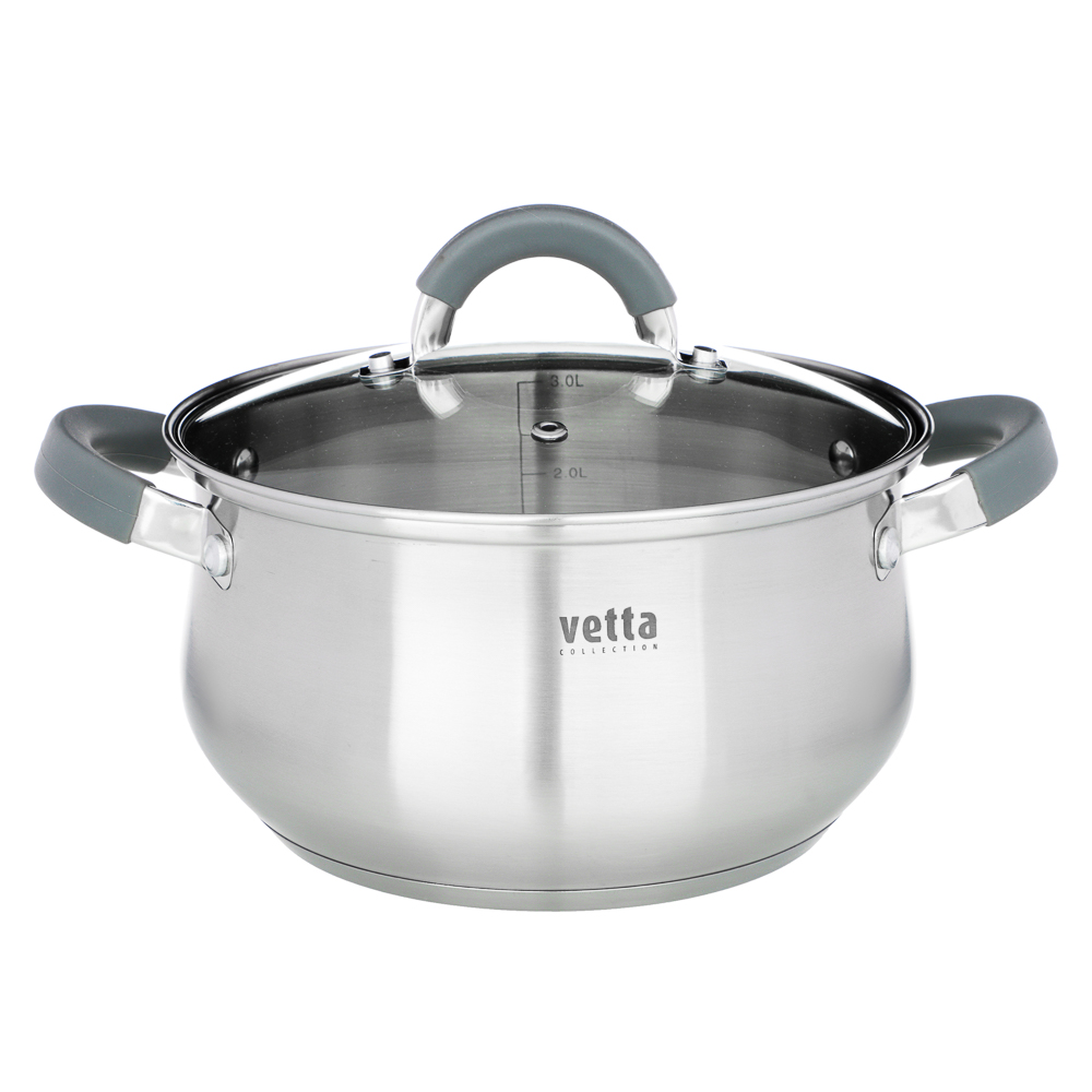 VETTA Вена Кастрюля 20х11,5см. 3,6л. со стекл. крышкой, индукция, арт.№ 822-064