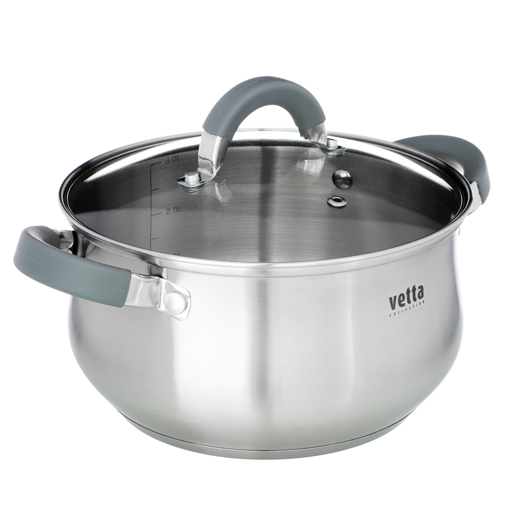 VETTA Вена Кастрюля 20х11,5см. 3,6л. со стекл. крышкой, индукция, арт.№ 822-064