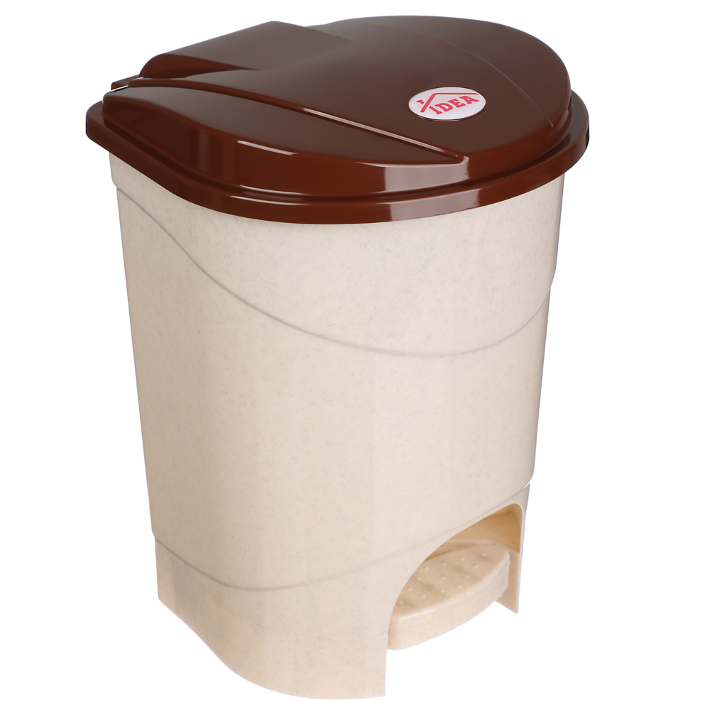 Контейнер для мусора с педалью 7л, бежевый мрамор, М 2890, арт.№ 407-092