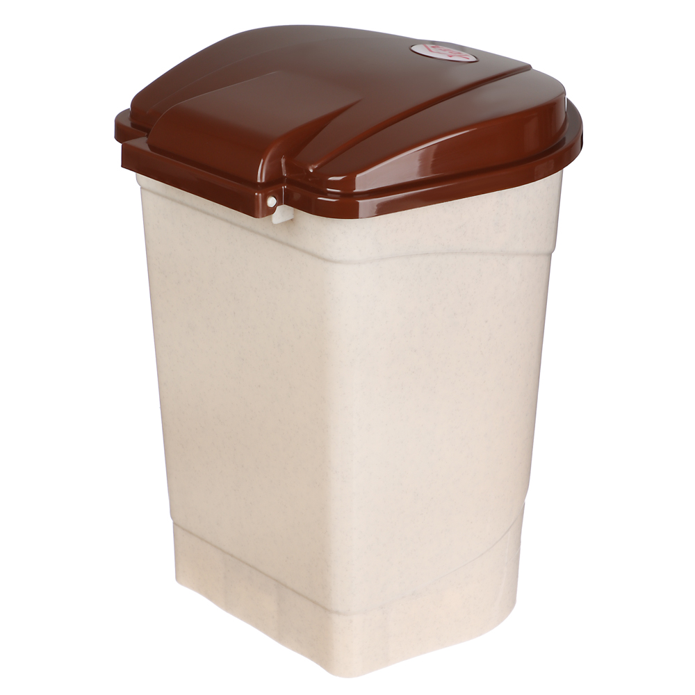 Контейнер для мусора с педалью 7л, бежевый мрамор, М 2890, арт.№ 407-092