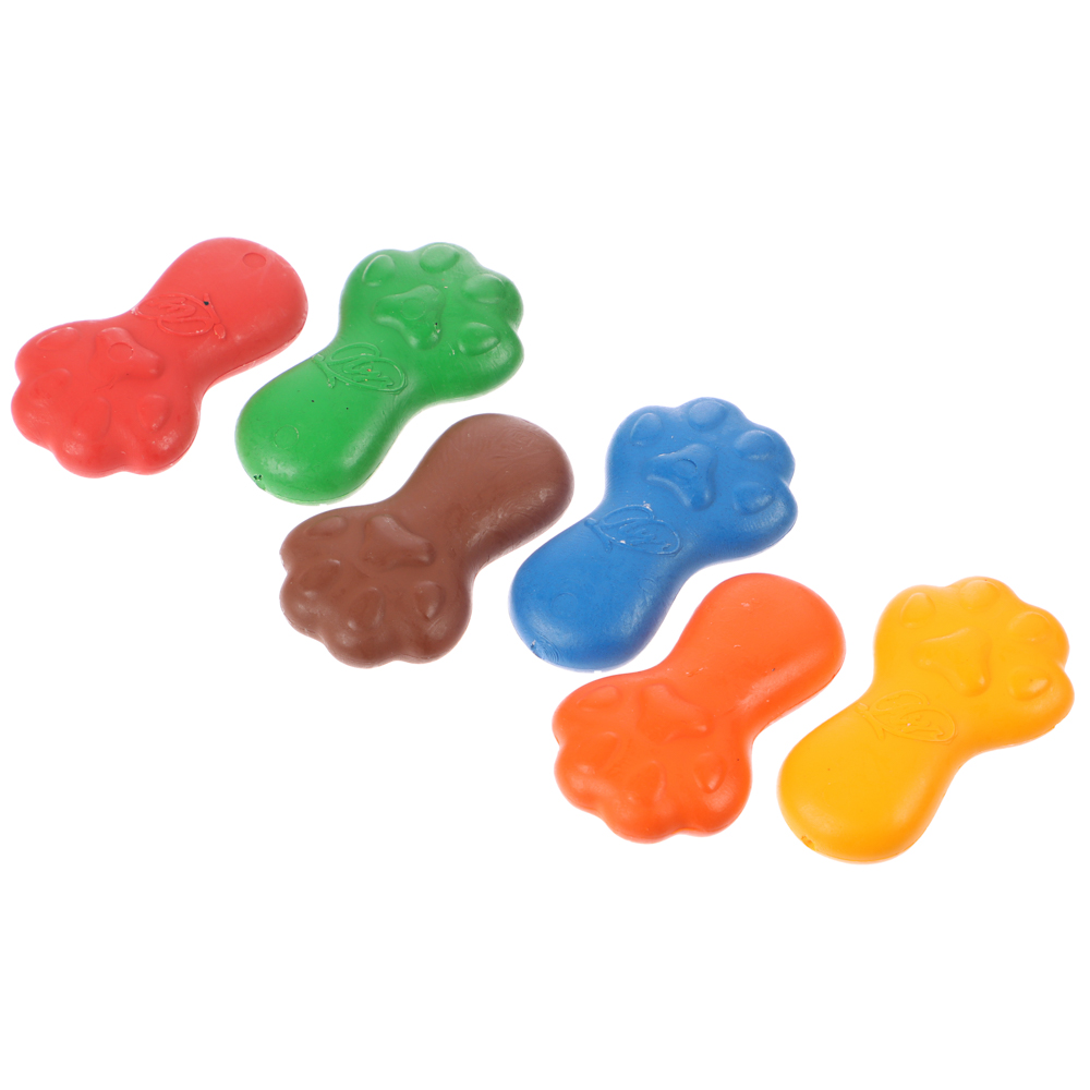 Восковые мелки "Кроха", фигурные "Лапки", 6 цв., арт.№ 232-021