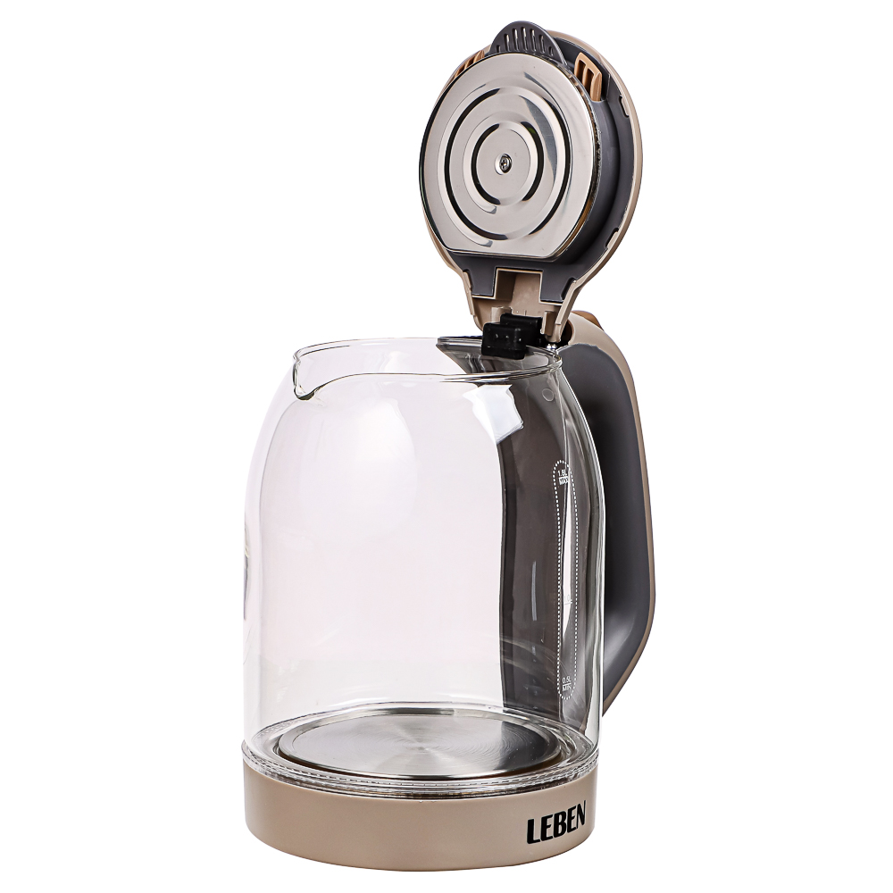 LEBEN Чайник электрический со стеклянной колбой, 1850 Вт, 1,7л, арт.№ 291-086