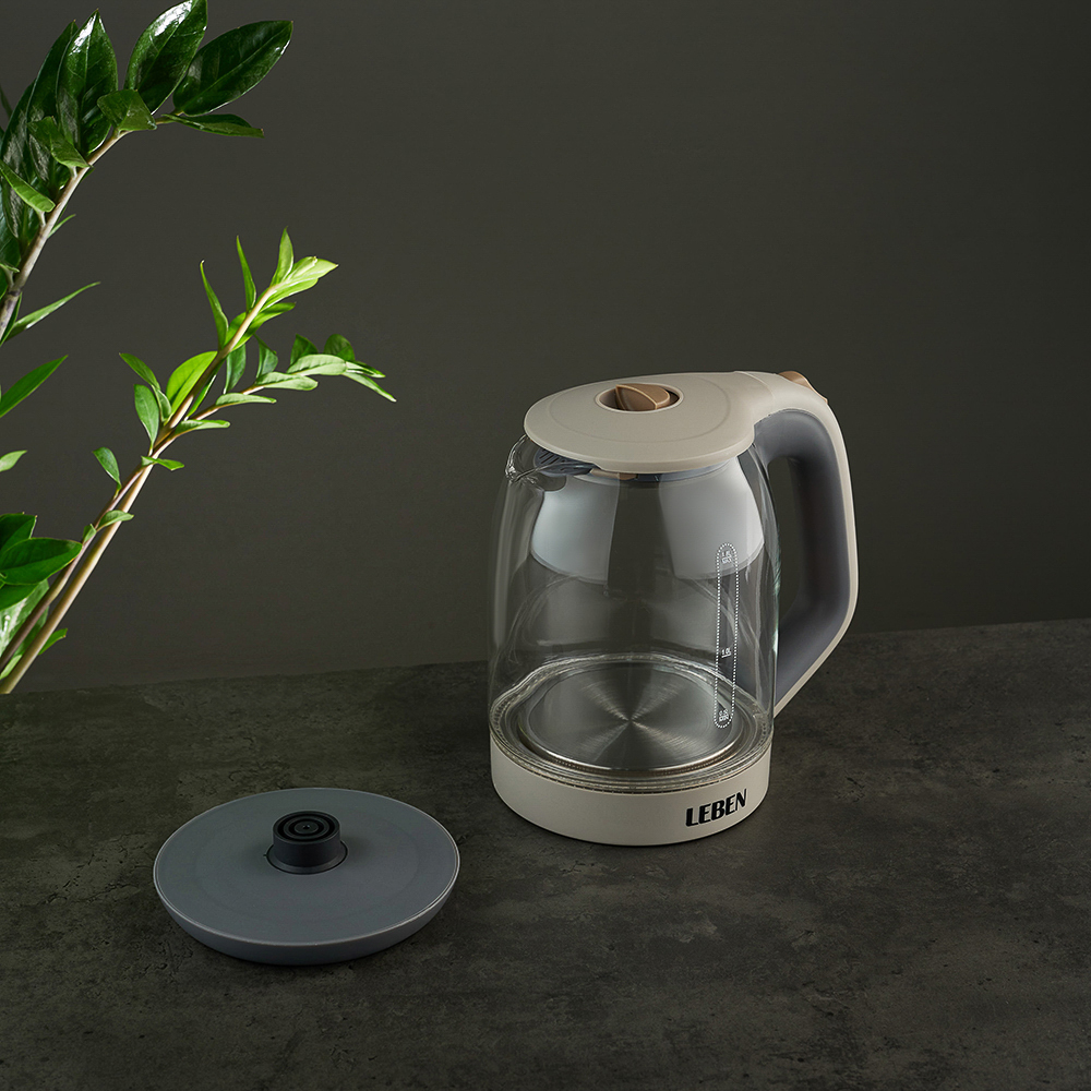 LEBEN Чайник электрический со стеклянной колбой, 1850 Вт, 1,7л, арт.№ 291-086