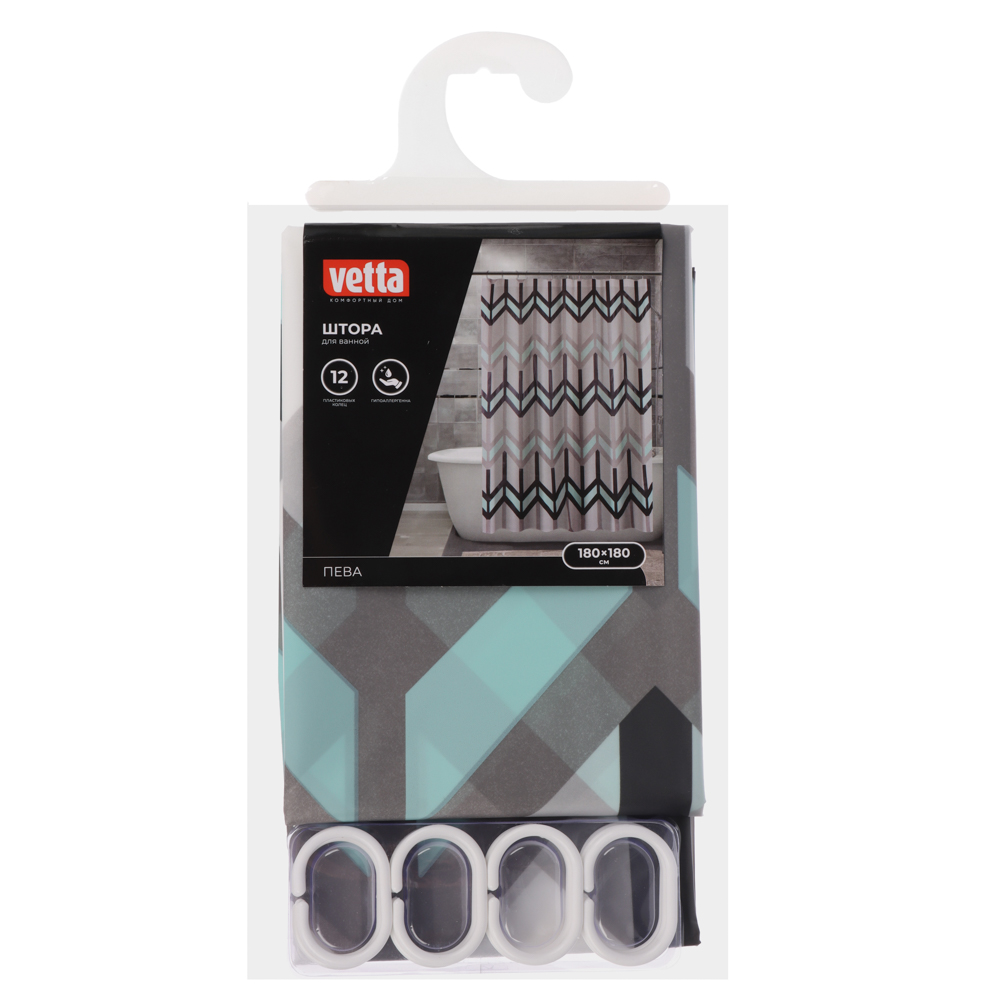 Штора для ванной тм VETTA Scandi, ПЕВА 80 г/м2, 180x180 см, 4 дизайна, арт.№ 461-538