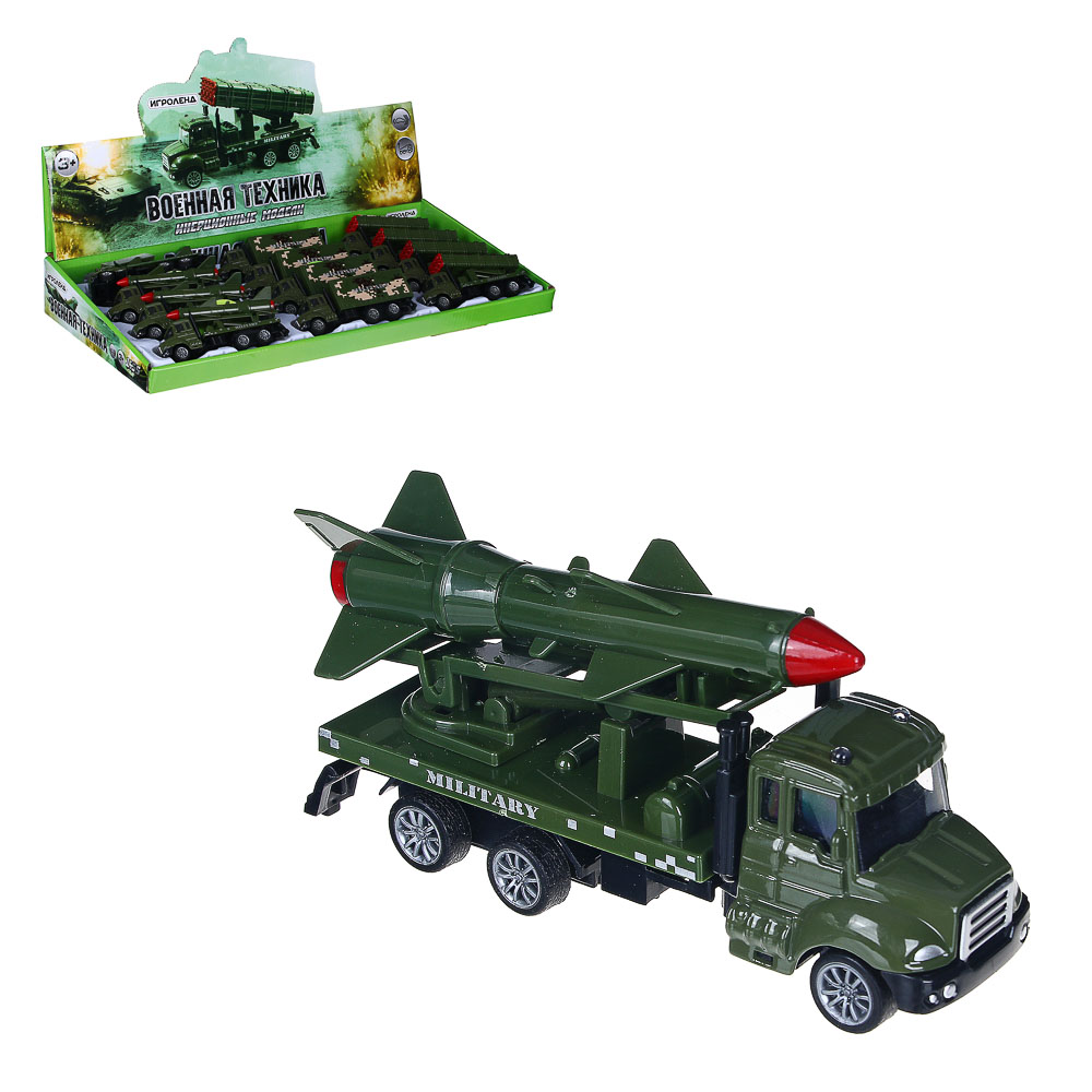 ИГРОЛЕНД Машина в виде военной техники, инерция, ABS, металл, 11,2x4,3x5,3см, 3 дизайна, арт.№ 292-258