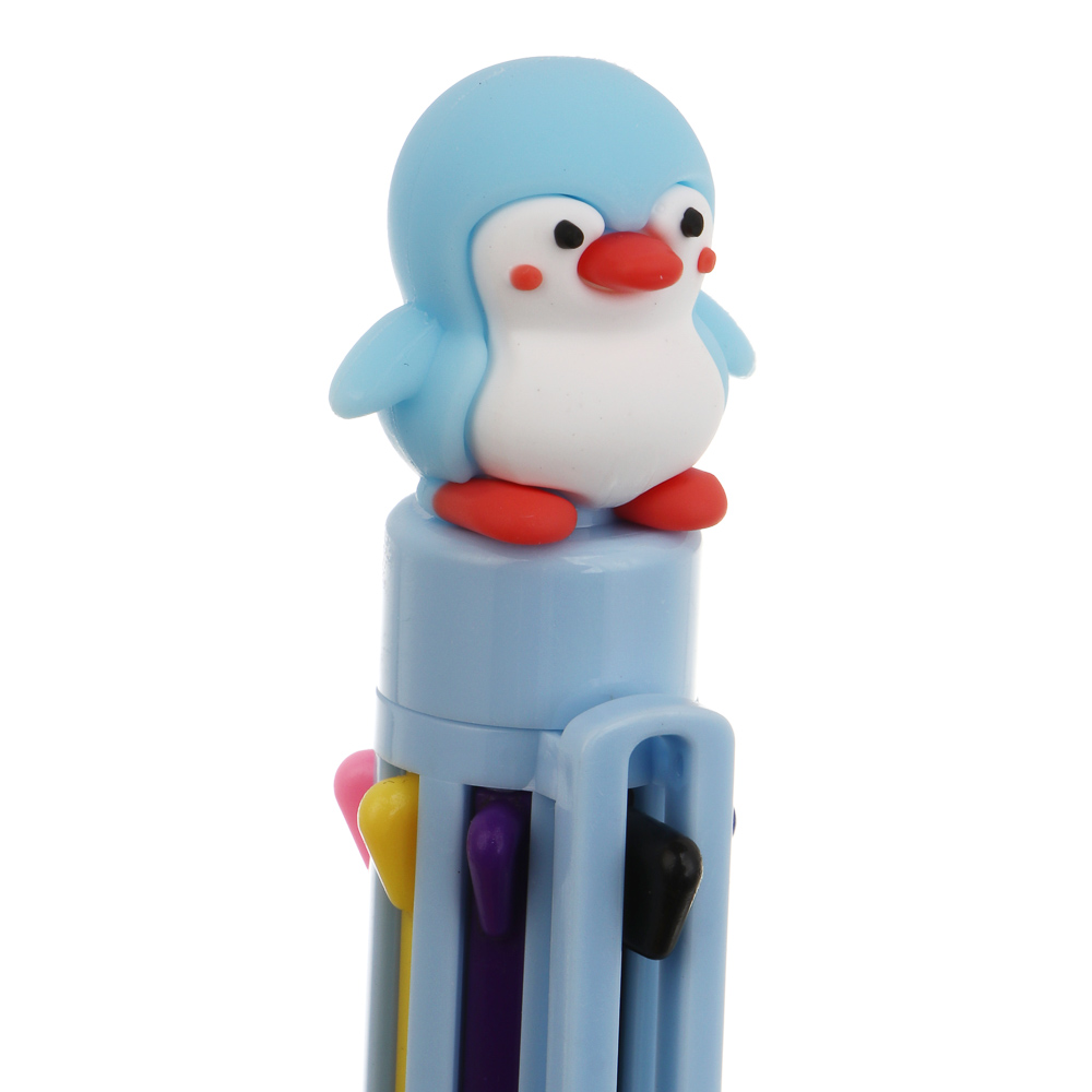 Ручка шариковая автоматическая 8-цветная 0,7мм, с фигуркой в форме пингвина, 3 вида, шоу-бокс, арт.№ 591-313
