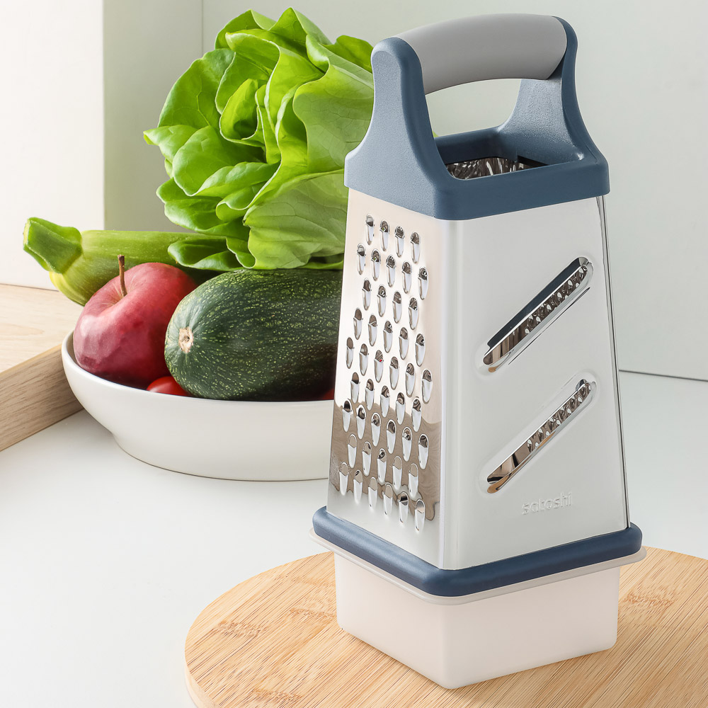 SATOSHI Ривьера Терка 4-х сторонняя с контейнером 20 см, нержавеющая сталь, арт.№ 885-139