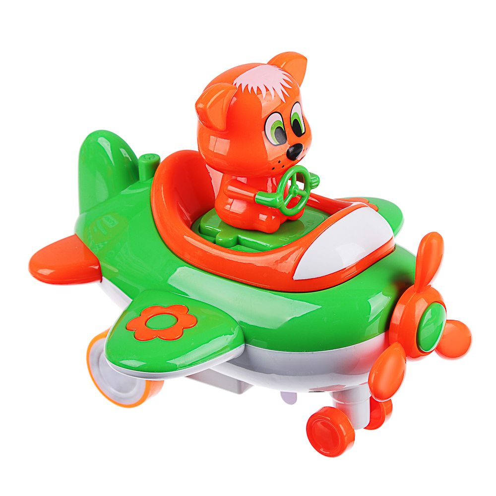 ИГРОЛЕНД Игрушка музыкальная в виде самолета, 2 персонажа, свет,звук,инерция, ABS, 21,5х16х7,5см, арт.№ 866-021