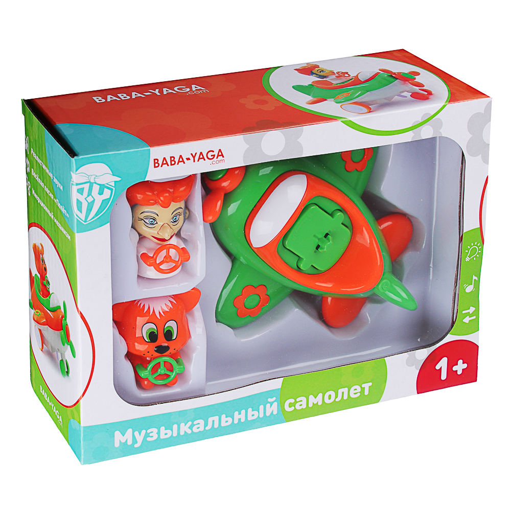 ИГРОЛЕНД Игрушка музыкальная в виде самолета, 2 персонажа, свет,звук,инерция, ABS, 21,5х16х7,5см, арт.№ 866-021