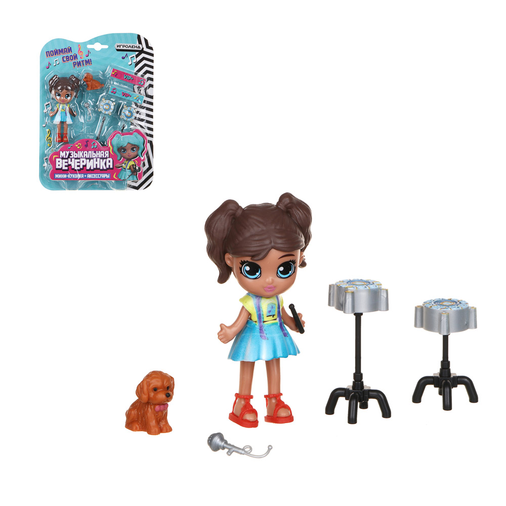 ИГРОЛЕНД Кукла с аксессуарами "Музыкальная вечеринка", пластик ABS,PP, PVC,16.5х22.6х4см,12 дизайнов, арт.№ 267-936