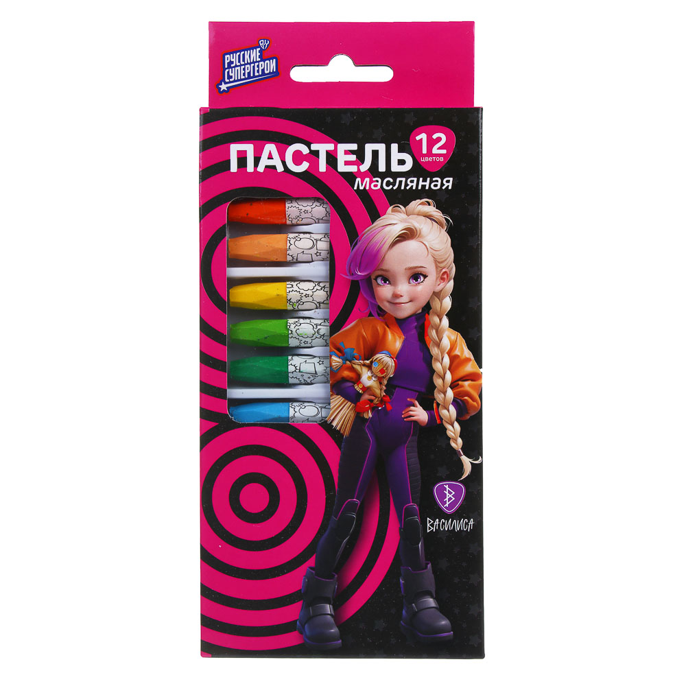 BY Русские Супергерои Восковые карандаши "Пастель масляная", 12 цветов, в карт. коробке, арт.№ 801-078