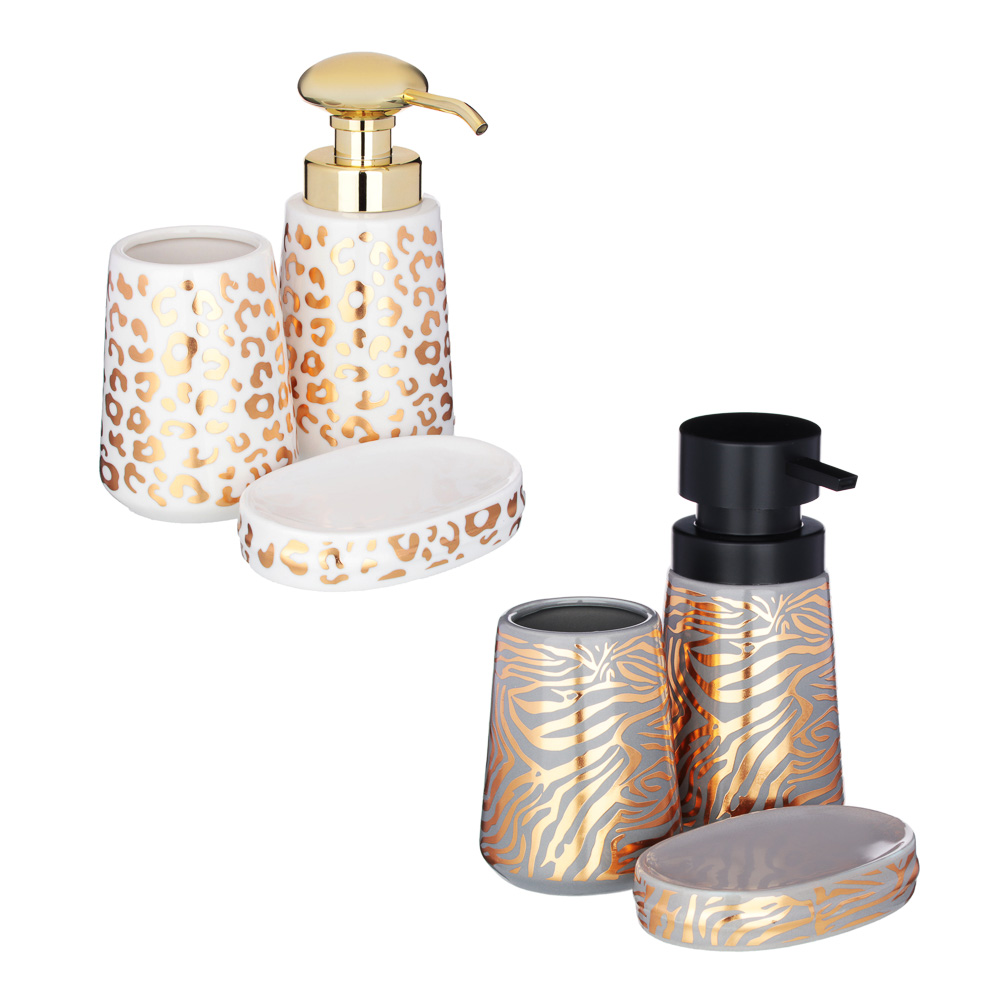 BY Набор для ванной 3 пр., керамика, "Кошачий глаз", 2 цвета, арт.№ 463-017