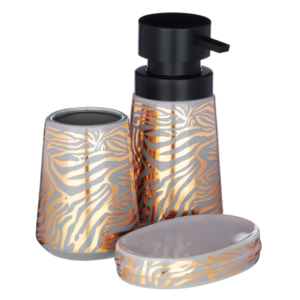 BY Набор для ванной 3 пр., керамика, "Кошачий глаз", 2 цвета, арт.№ 463-017