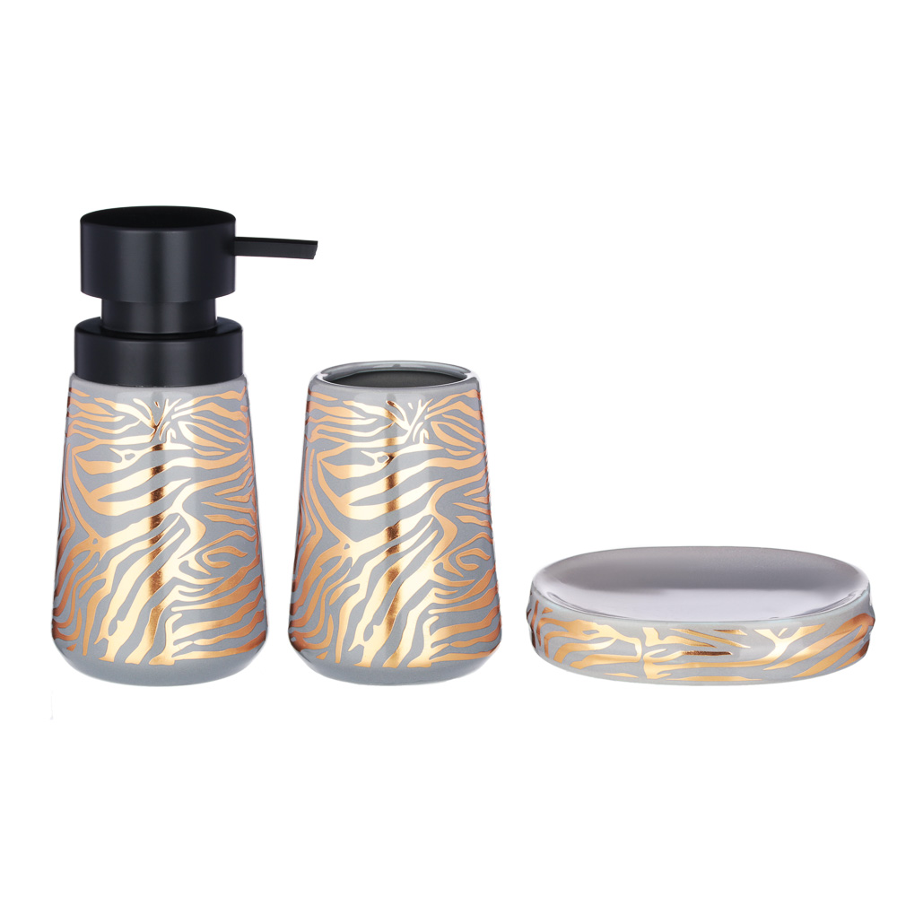 BY Набор для ванной 3 пр., керамика, "Кошачий глаз", 2 цвета, арт.№ 463-017