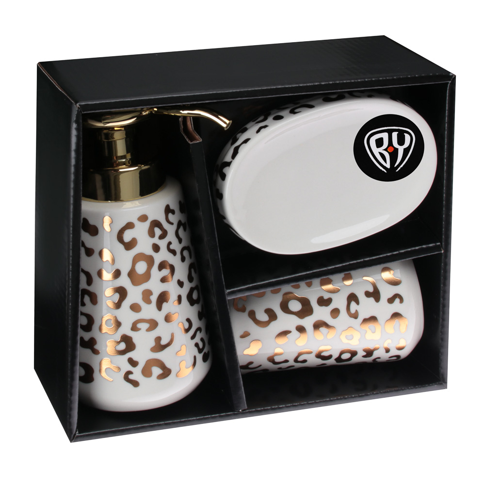 BY Набор для ванной 3 пр., керамика, "Кошачий глаз", 2 цвета, арт.№ 463-017