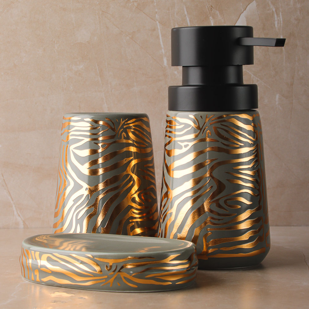 BY Набор для ванной 3 пр., керамика, "Кошачий глаз", 2 цвета, арт.№ 463-017