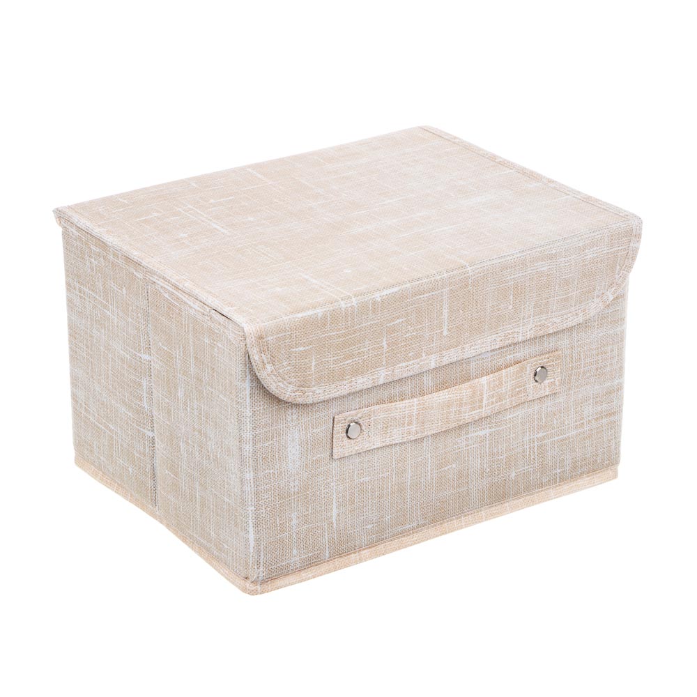 Кофр для хранения с крышкой тм VETTA ЛЁН, полиэстер, 26х20х15см, бежевый, арт.№ 457-646