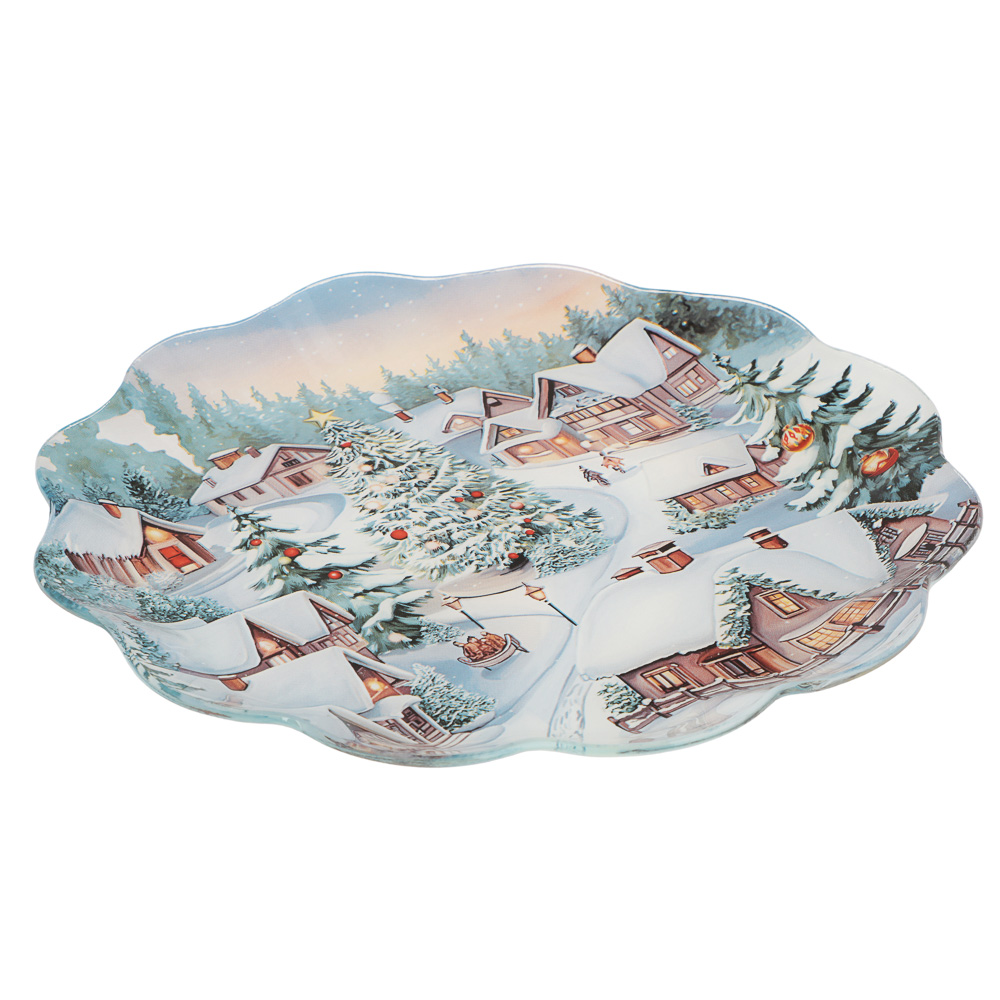 Зимний пейзаж Блюдо круглое 25,5см, стекло, арт.№ 820-465