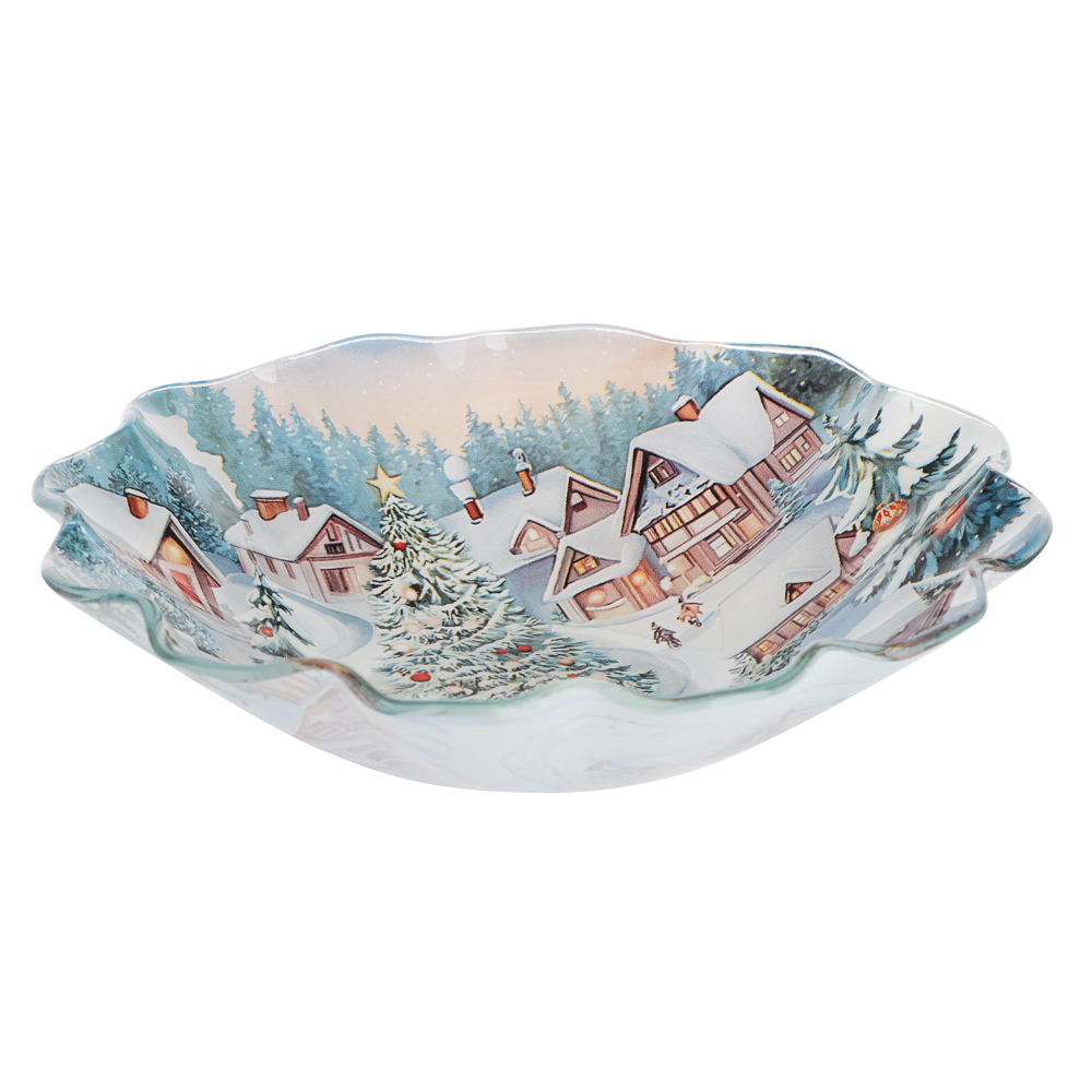 Зимний пейзаж Салатник круглый 18х4,5см, стекло, арт.№ 820-467