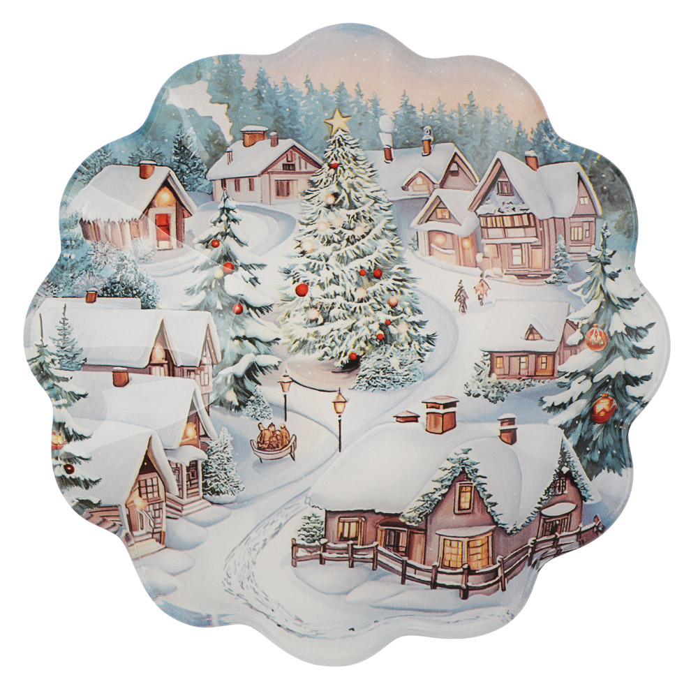 Зимний пейзаж Салатник круглый 18х4,5см, стекло, арт.№ 820-467