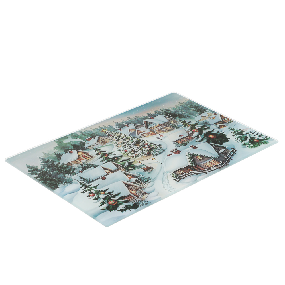 Зимний пейзаж Доска разделочная 30х20х0,4см, стекло, арт.№ 820-468