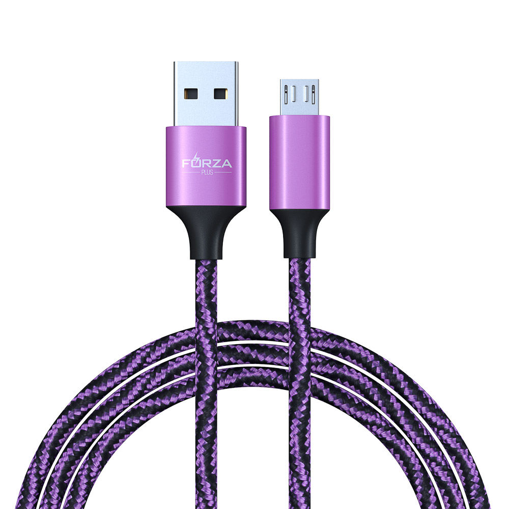 Кабель для зарядки USB(A)-microUSB FORZA Серпантин, 1м, 1.5А, тканевая оплётка, 4 цвета, пакет, арт.№ 470-033