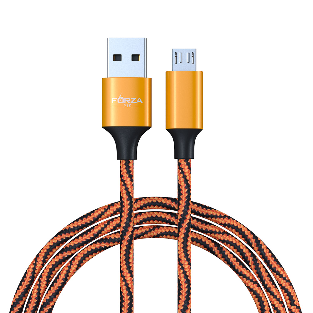 Кабель для зарядки USB(A)-microUSB FORZA Серпантин, 1м, 1.5А, тканевая оплётка, 4 цвета, пакет, арт.№ 470-033