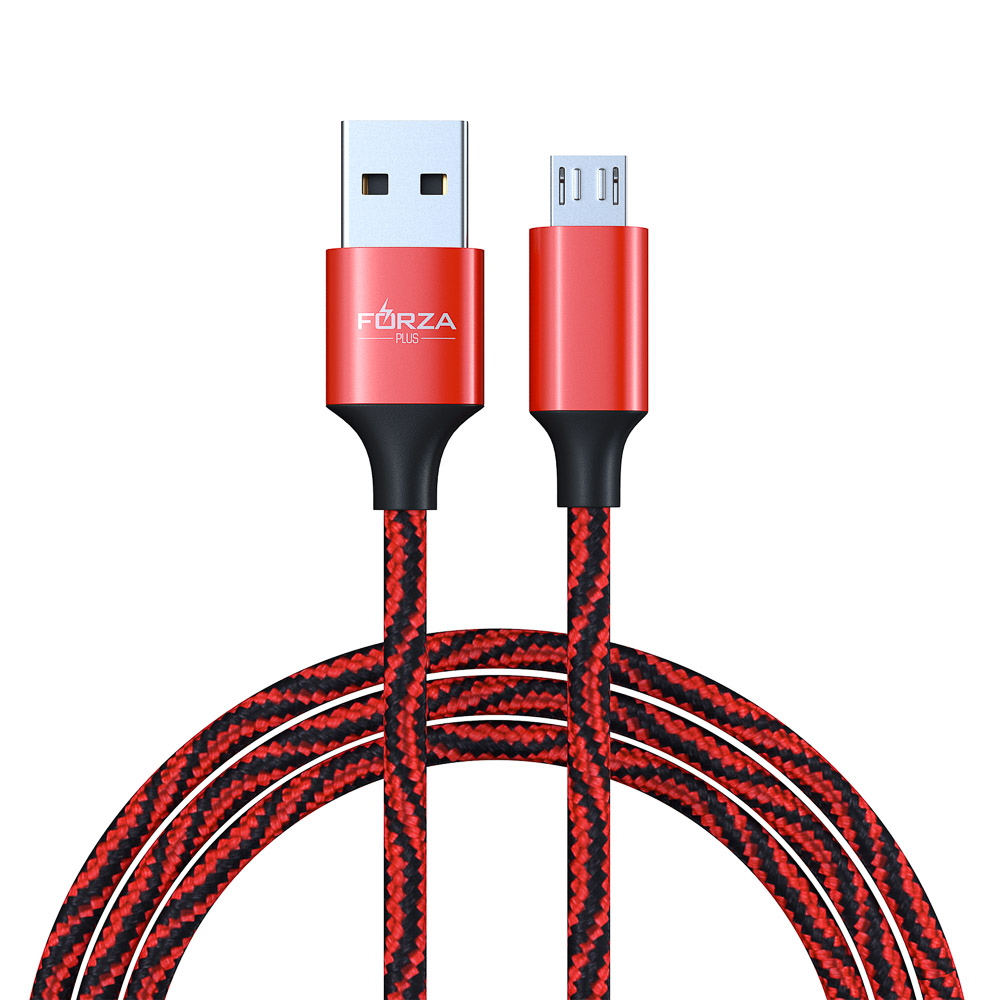 Кабель для зарядки USB(A)-microUSB FORZA Серпантин, 1м, 1.5А, тканевая оплётка, 4 цвета, пакет, арт.№ 470-033
