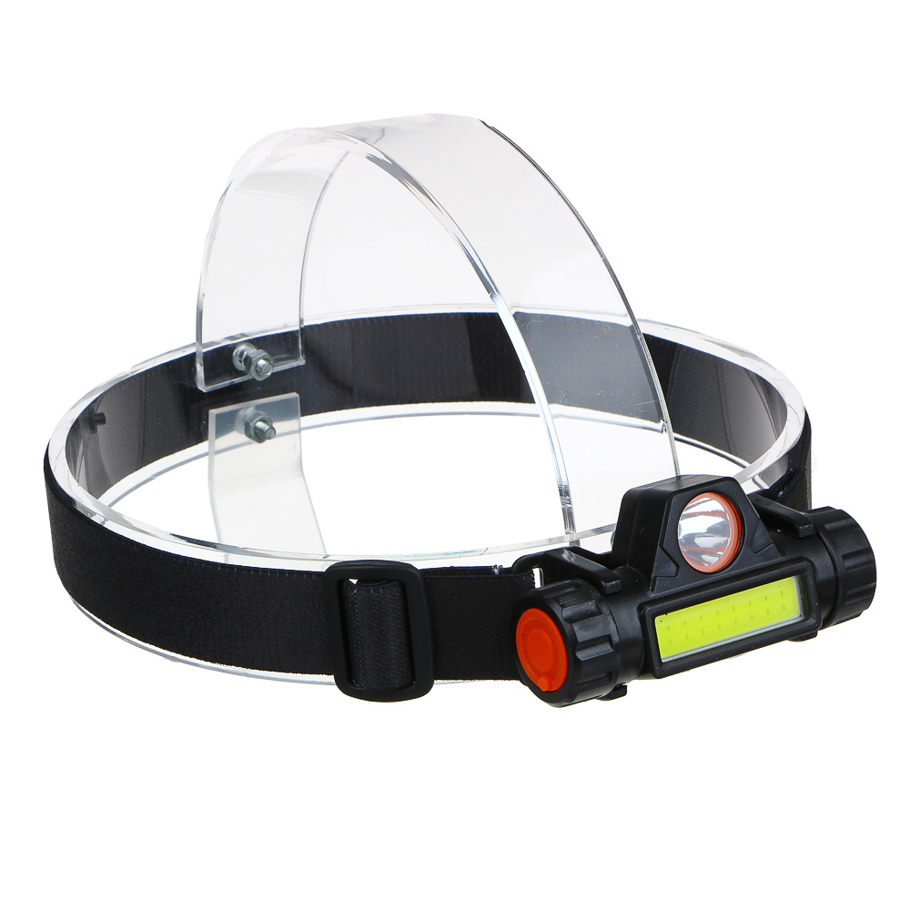 Фонарик налобный тм ЕРМАК, 800мАч, 1 COB, 1 LED, 8х3 см, 2 режима, пластик, арт.№ 221-013