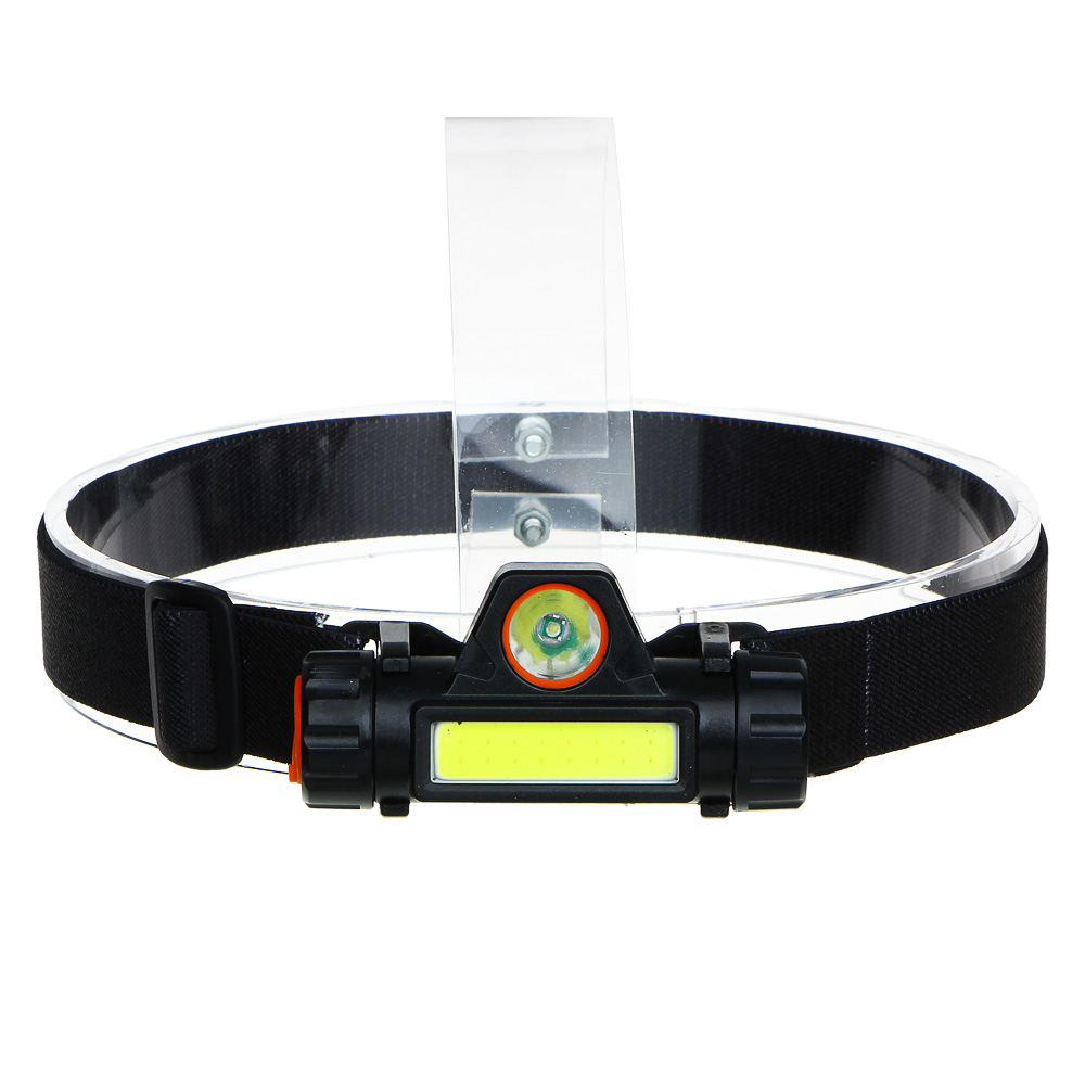 Фонарик налобный тм ЕРМАК, 800мАч, 1 COB, 1 LED, 8х3 см, 2 режима, пластик, арт.№ 221-013