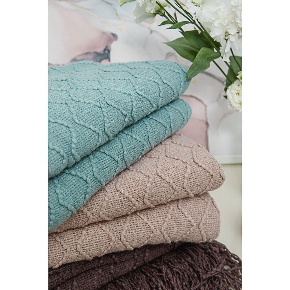 PROVANCE Мятный Латте Плед с рельефным узором 130х170см, 100% акрил, 3 цвета, арт.№ 488-037