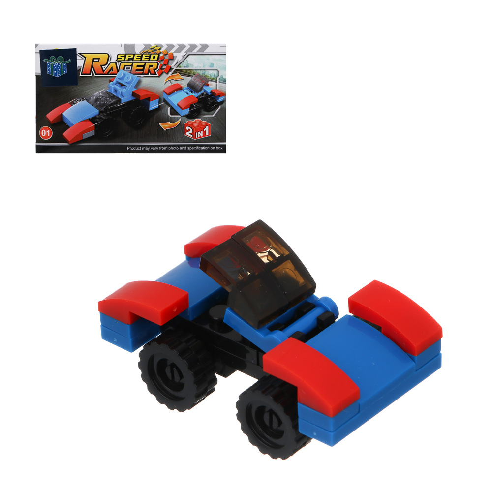 ИГРОЛЕНД Конструктор "Гонки", 13х4х7,5 см, ABS, 6 видов, арт.№ 265-667