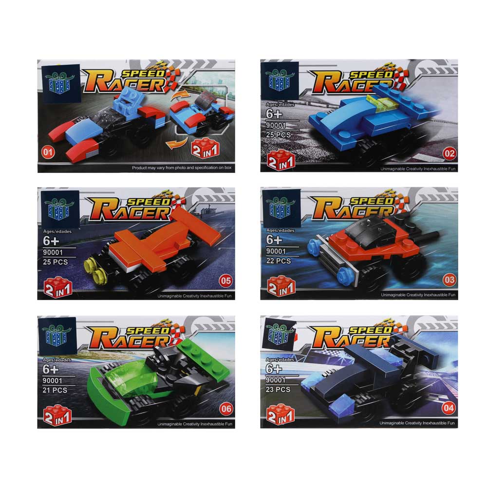 ИГРОЛЕНД Конструктор "Гонки", 13х4х7,5 см, ABS, 6 видов, арт.№ 265-667