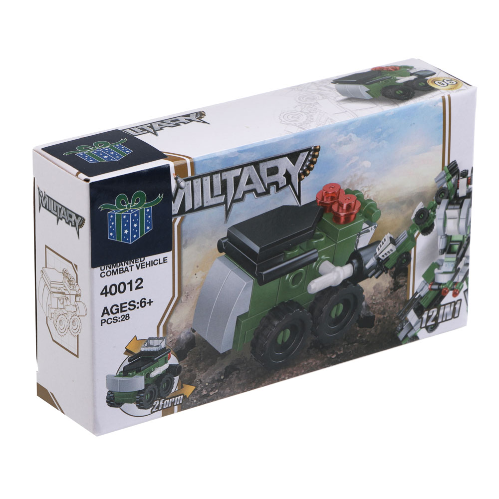 ИГРОЛЕНД Конструктор "Военная техника" 12 в 1, 13х3х7,5 см, ABS, 12 видов, арт.№ 265-668