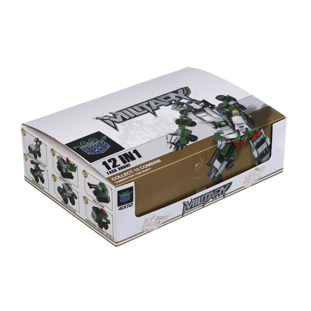 ИГРОЛЕНД Конструктор "Военная техника" 12 в 1, 13х3х7,5 см, ABS, 12 видов, арт.№ 265-668