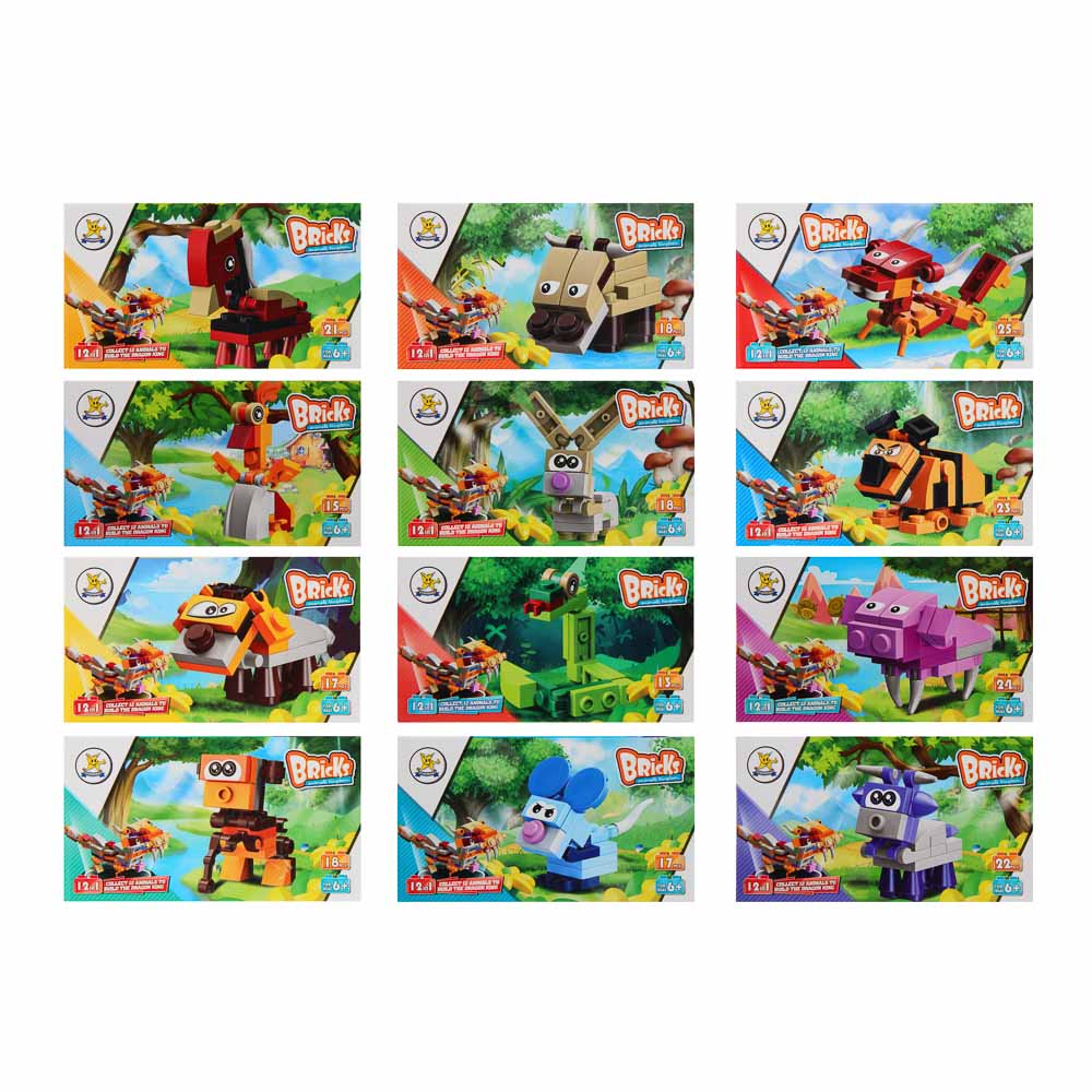 ИГРОЛЕНД Конструктор "Зодиак" 12 в 1, 12,5х3,5х7,5 см, ABS, 12 видов, арт.№ 858-084