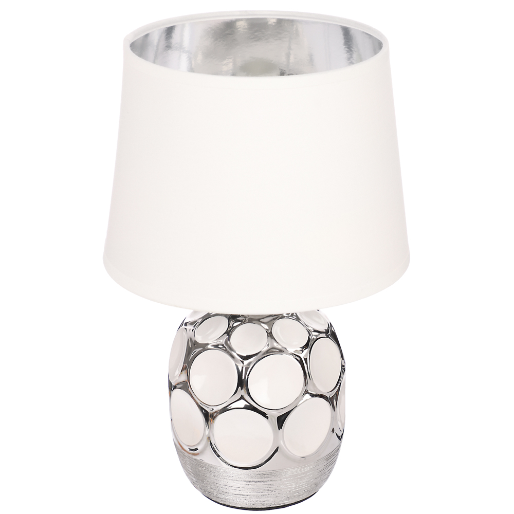 Светильник переносной настольный BY Патры, 40Вт, 28 см, Е14, 230В, керамика, текстиль, белый, арт.№ 222-042