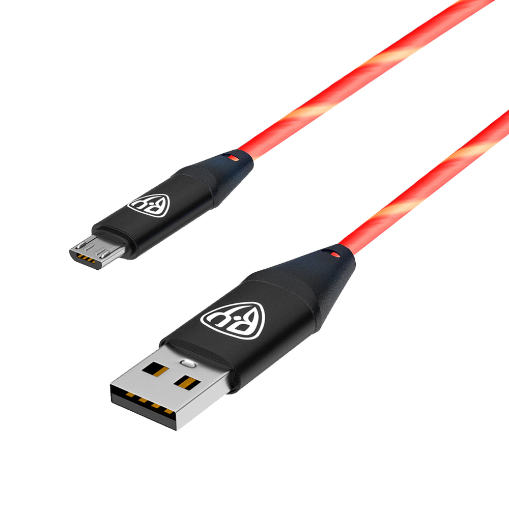 BY Кабель для зарядки Светящийся Micro USB, 1м,2.4А, Быстрая зарядка, LED подсветка оранжевая, Конек, арт.№ 931-207