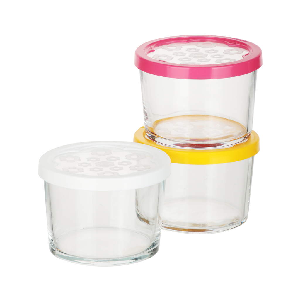PASABAHCE Бейзик Набор банок для хранения 3 шт 220 мл, стекло, арт.№ 828-318