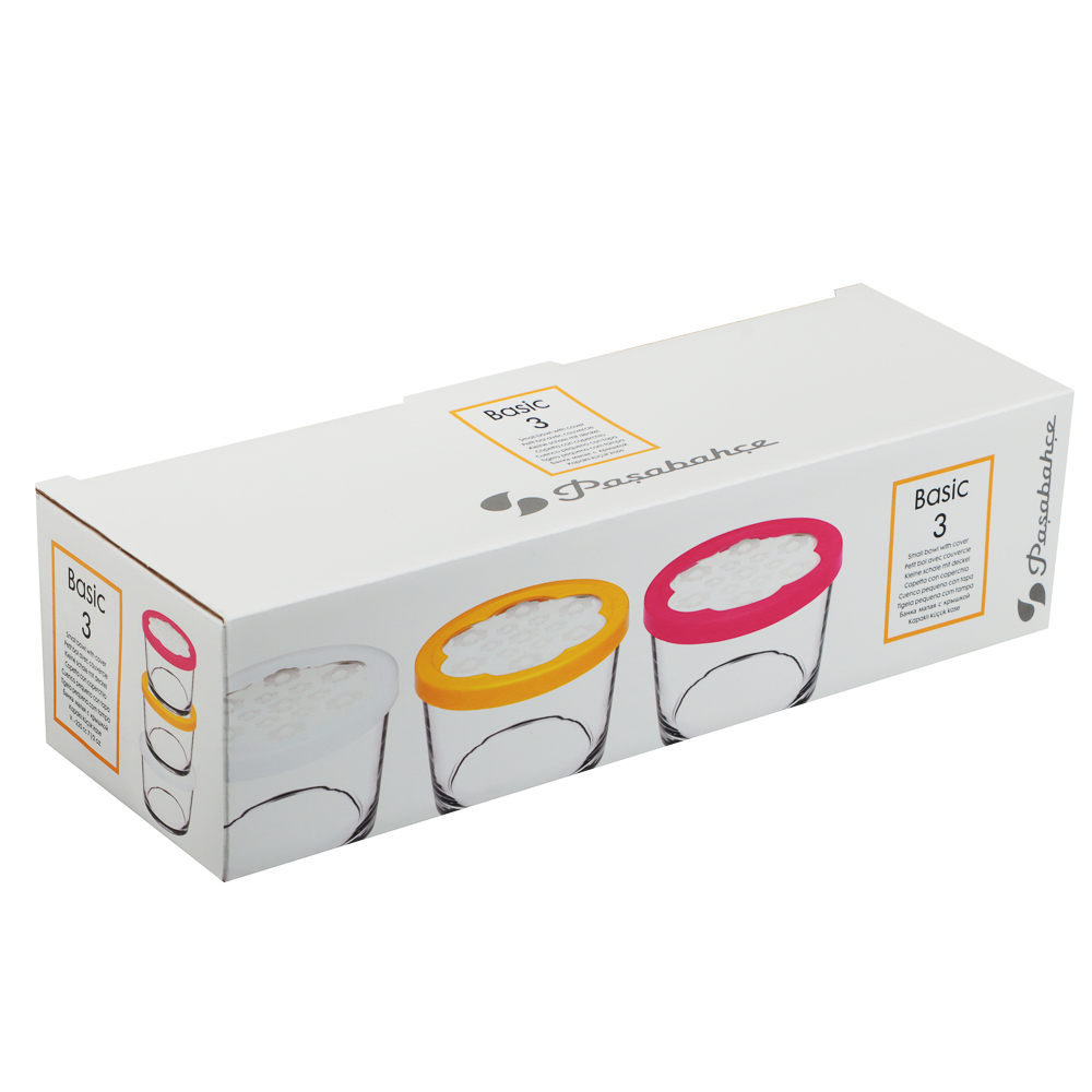 PASABAHCE Бейзик Набор банок для хранения 3 шт 220 мл, стекло, арт.№ 828-318