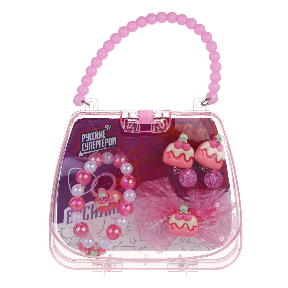 Набор детской бижутерии BY Русские супергерои: браслет, кольцо, клипсы, заколка, 3 дизайна, арт.№ 316-373