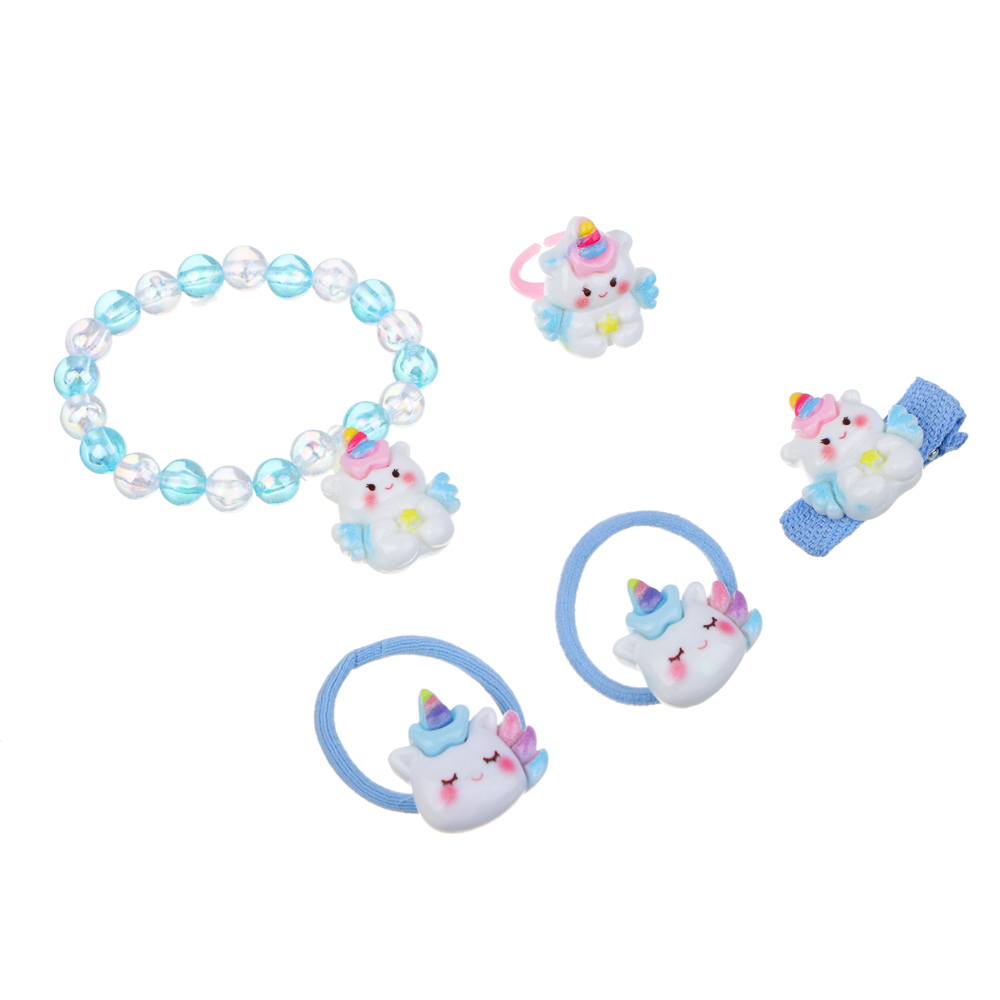 Набор детской бижутерии BY Русские супергерои: браслет, кольцо, резинки 2шт, заколка, 3 дизайна, арт.№ 316-374